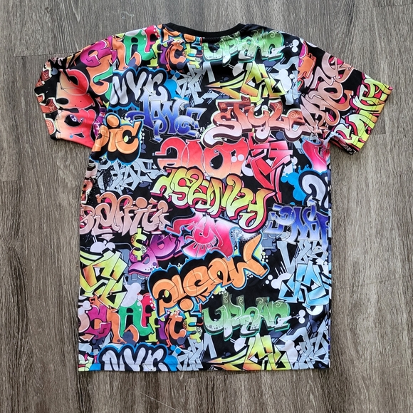NWOT! FRESH PRINCE OF BEL-AIR COLORFUL GRAFFITI DESIGN SHORT SLEEVE SHIRT - Picture 2 of 4